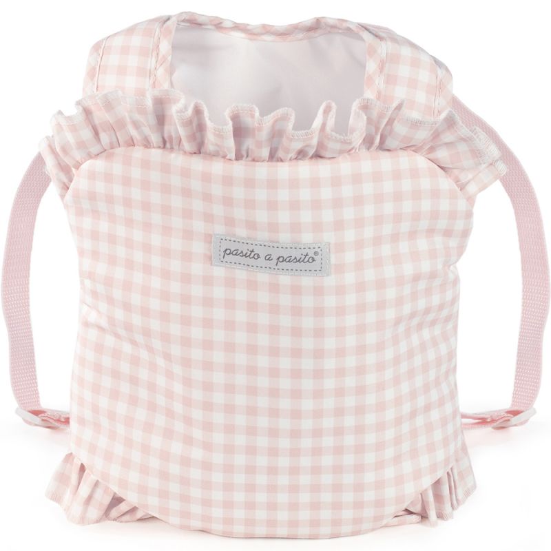 Sac à dos porte bébé pour poupée Tom Vichy rosa Pasito a pasito