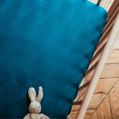 Drap housse pur coton Bleu nuit (70 x 140 cm)