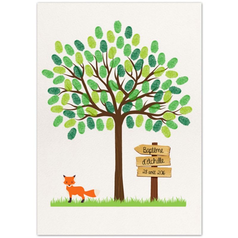 Kit arbre à empreintes renard personnalisable (A4) La Poupette à paillettes