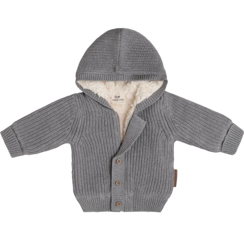Gilet à capuche en teddy coton bio Soul gris (1 mois) Baby's Only