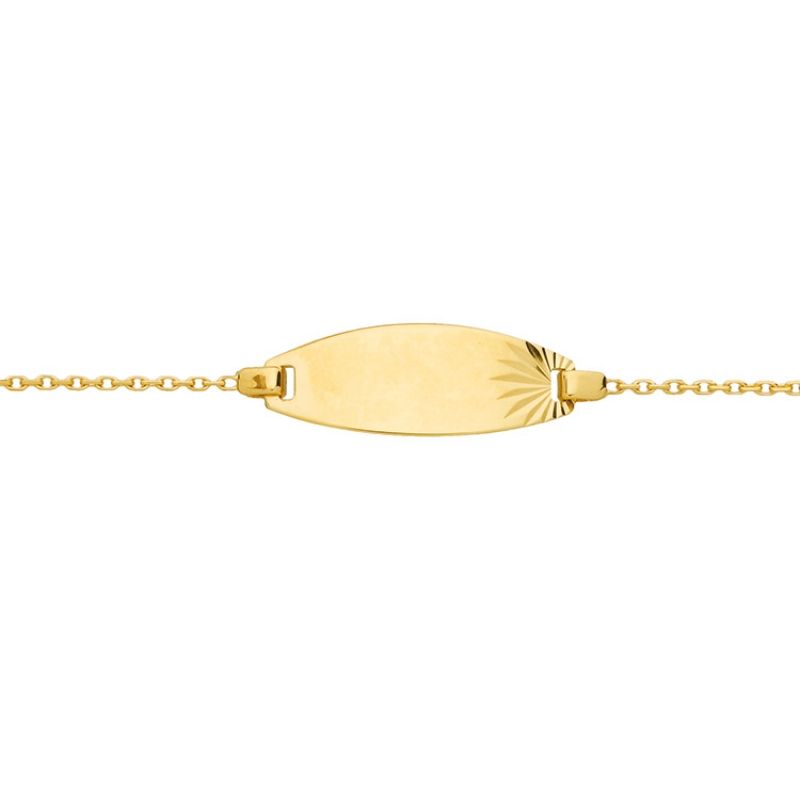 Gourmette bébé plaque tonneau étoile (or jaune 375°)  Berceau magique bijoux
