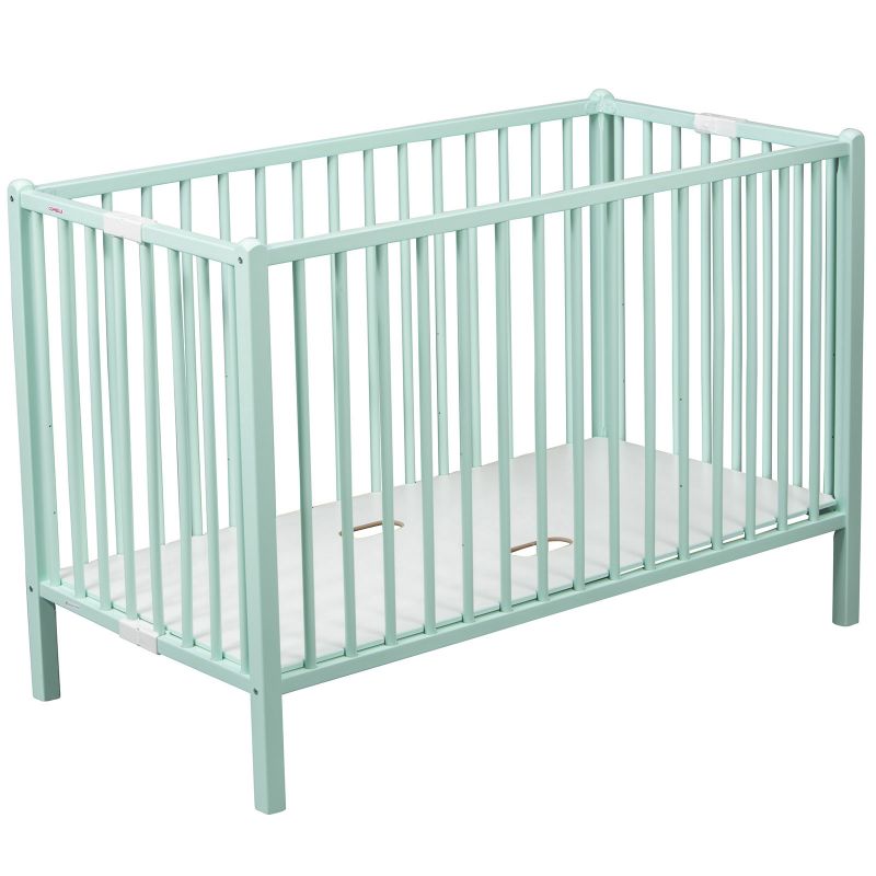 Lit extra pliant à barreaux Roméo en bois massif laqué vert d'eau (60 x 120 cm) Combelle