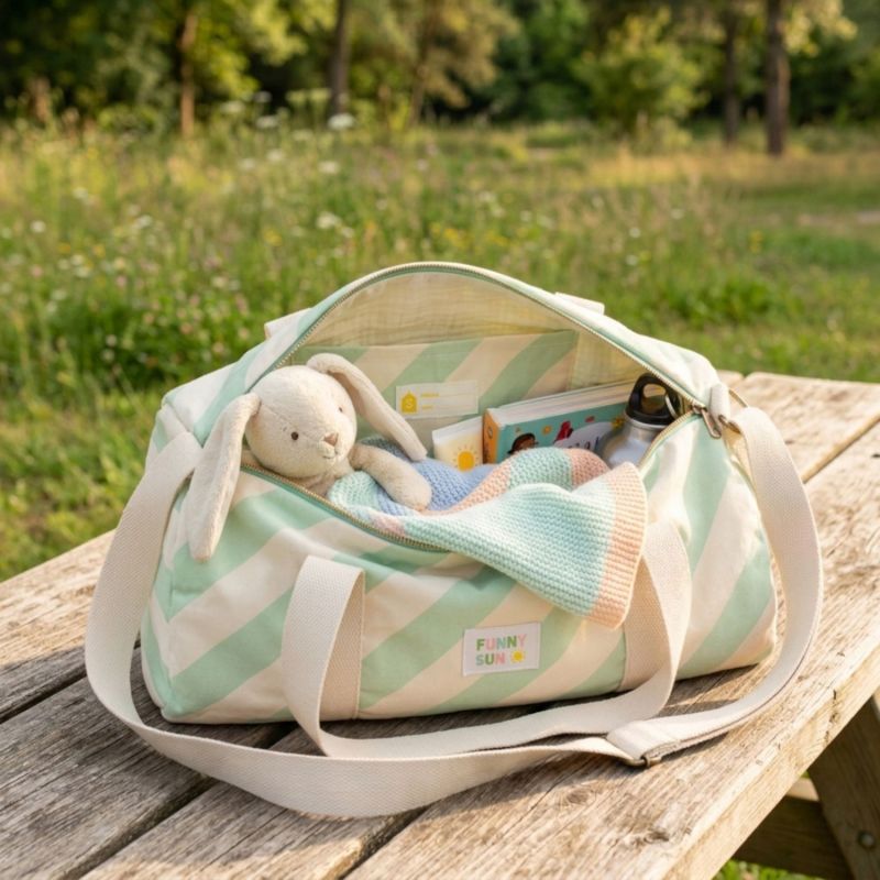 Sac week-end à rayures Vertes Pop Sauthon Ambiance 1