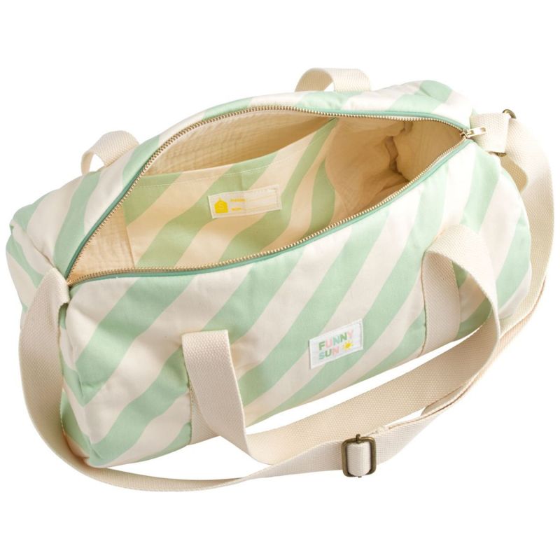 Sac week-end à rayures Vertes Pop Sauthon Produit ouvert 3