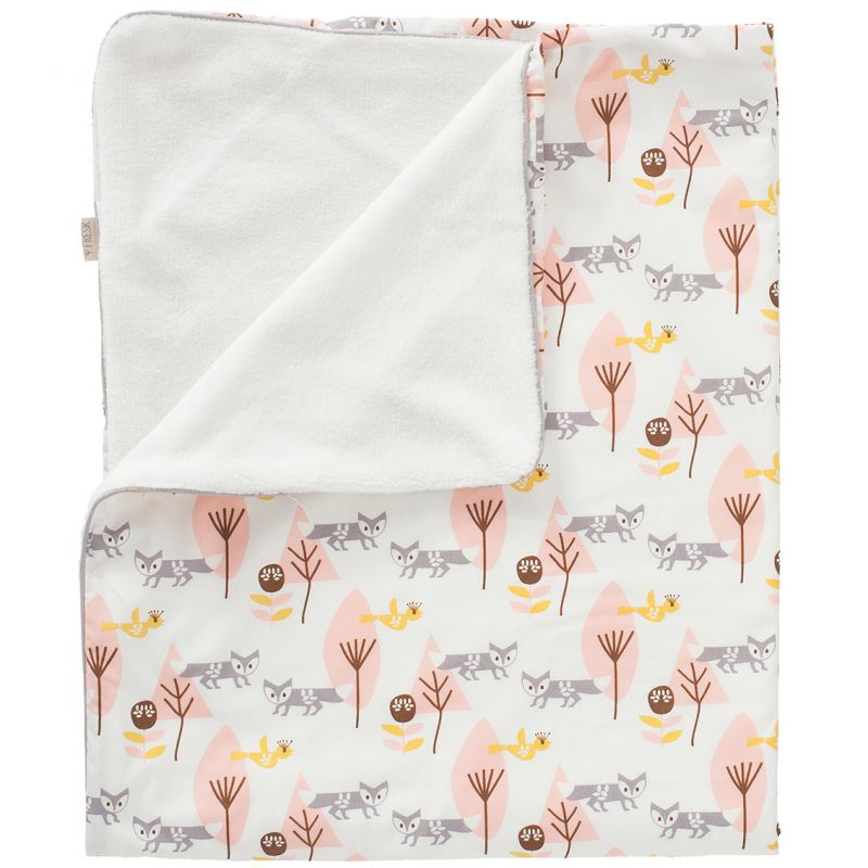 Couverture double face pour poussette renard en coton bio (80 x 100 cm) Fresk