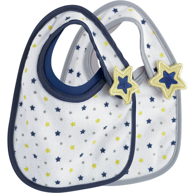 Lot de 2 bavoirs à velcro étoiles Bib'up naissance Trois Kilos Sept