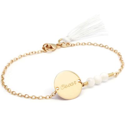 Bracelet femme Bahia blanc plaqué or (personnalisable) Petits trésors