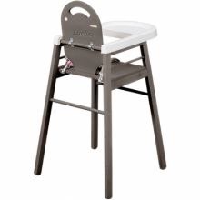 Chaise haute Lili en bois massif laqué gris clair (personnalisable)  par Combelle