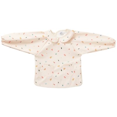Bavoir-tablier col claudine tissu imperméable terrazzo (6-24 mois)