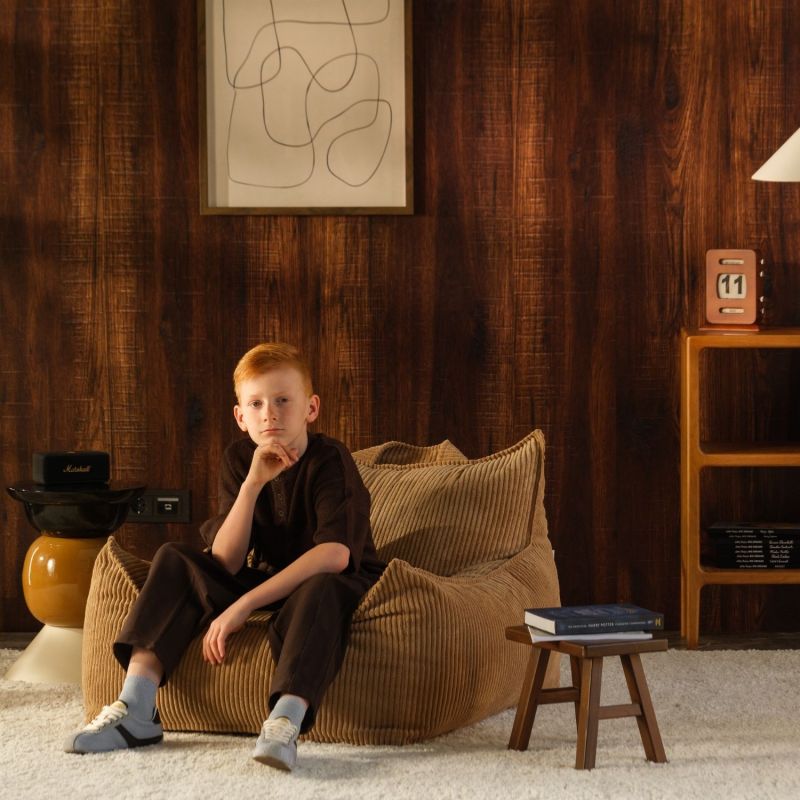 Fauteuil Club Teen Toffee velours côtelé Wigiwama Ambiance 2