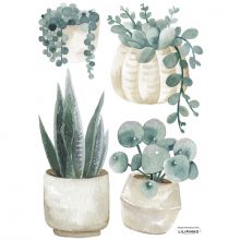 Stickers Greenery plantes et pots (29,7 x 42 cm)  par Lilipinso