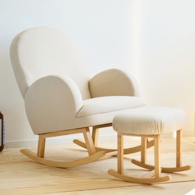 Fauteuil d'allaitement à bascule pour adulte lin beige