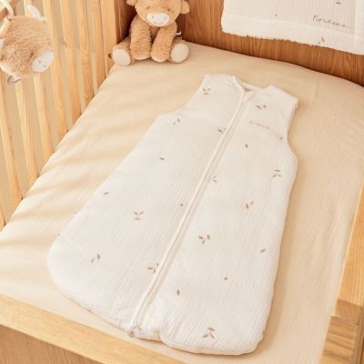 Gigoteuse blanche brodée en gaze de coton bio (50 cm)