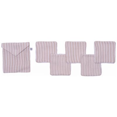 Lot de 5 lingettes avec pochette rayées galet(10x10 cm) BB & Co