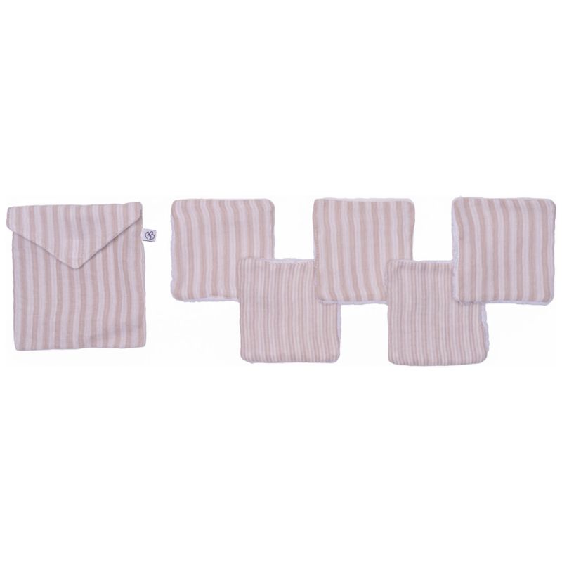 Lot de 5 lingettes avec pochette rayées galet(10x10 cm) BB & Co Produit 1