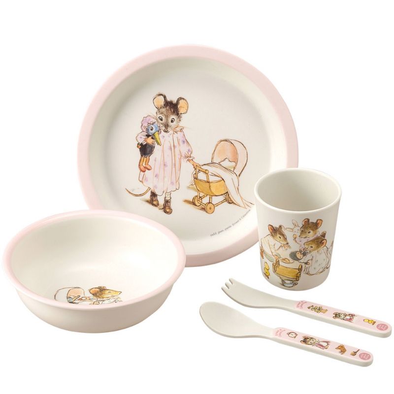 Coffret repas Ernest et Célestine rose (5 pièces) Petit Jour Paris