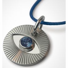 Collier cordon Cyclope avec saphir bleu (or blanc 750°)  par Mikado