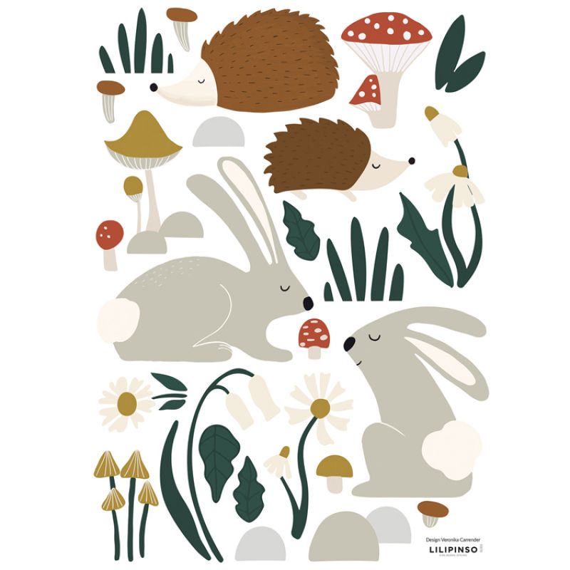 Stickers Forest happiness animaux de la forêt (29,7 x 42 cm) Lilipinso