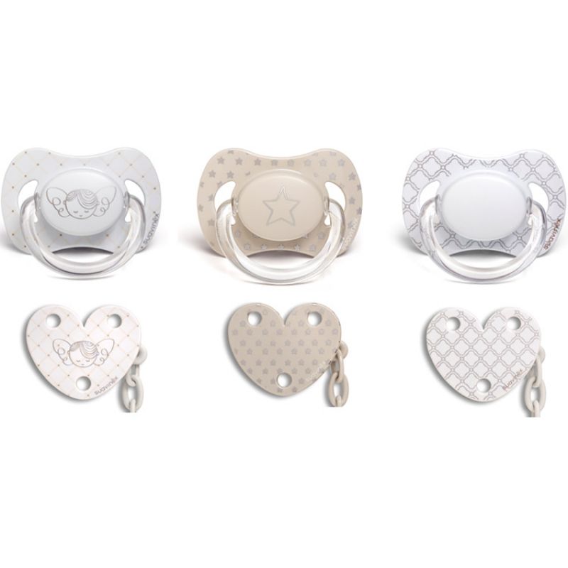 Sucette physiologique et attache sucette White coeur blanc (6-18 mois) Suavinex