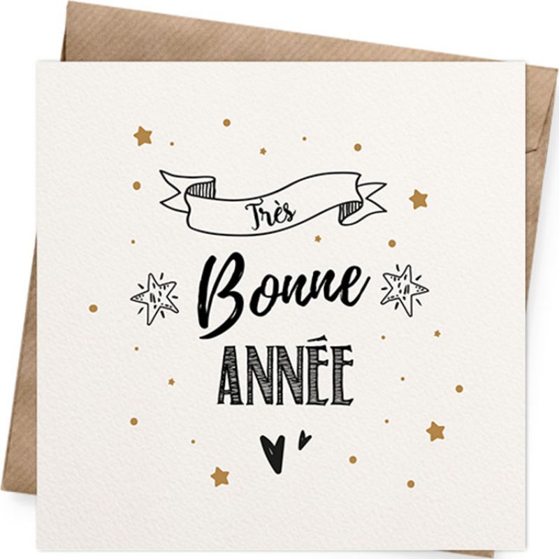 Carte de vœux Bonne année (13 x 13 cm) La Poupette à paillettes