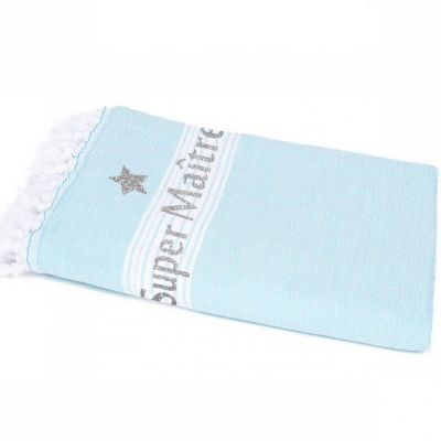 Serviette De Plage Personnalisable Bleu Clair 85 X 170 Cm