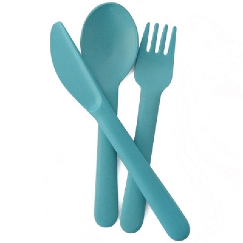 Lot de 3 couverts en bambou Bambino turquoise lagon EKOBO