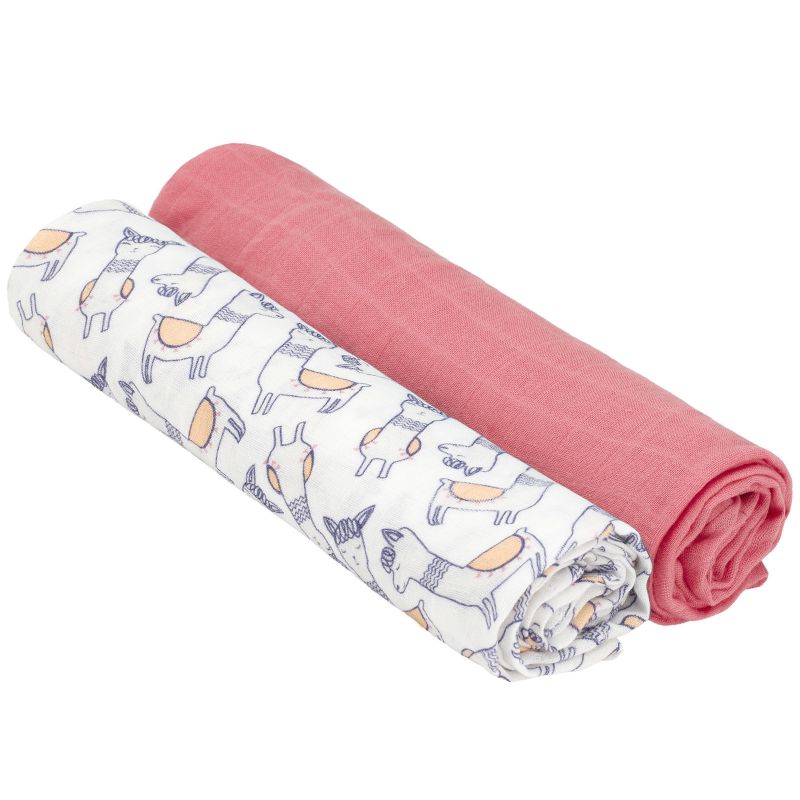Lot de 2 maxi langes Glama Lama corail (120 x 120 cm) Lässig