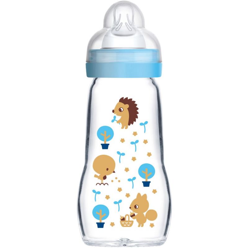 Biberon en verre Ciel - Tétine débit 2 (260ml) MAM