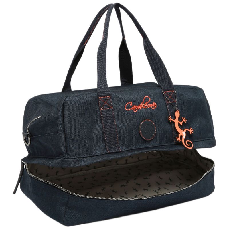 Sac de sport Navy Orange Stitching Caméléon Produit ouvert 6