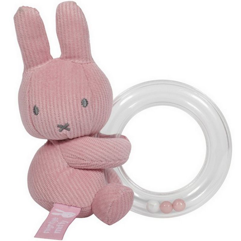 Hochet anneau à billes Miffy rose velours Pioupiou et Merveilles