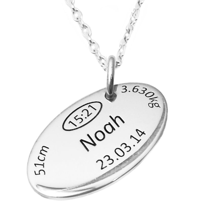 Médaille de naissance ballon de rugby avec chaîne personnalisable (argent 925° rhodié) Alomi