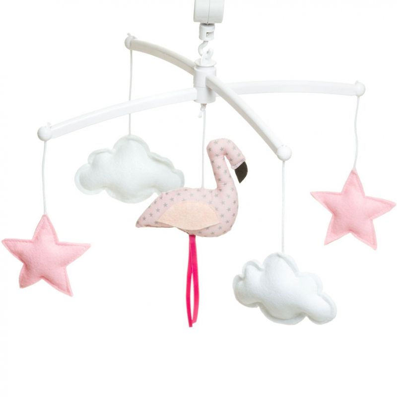 Mobile musical flamant rose pastel (mélodie au choix) Pouce et Lina