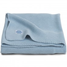 Couverture bébé en coton Basic knit bleu (75 x 100 cm)  par Jollein