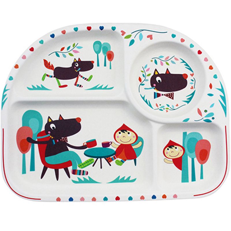 Assiette à compartiments en Bambou T'es fou Louloup Ebulobo