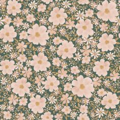 Papier peint Les fleurs fond vert foncé (50 cm x 10 m) - Lilipinso