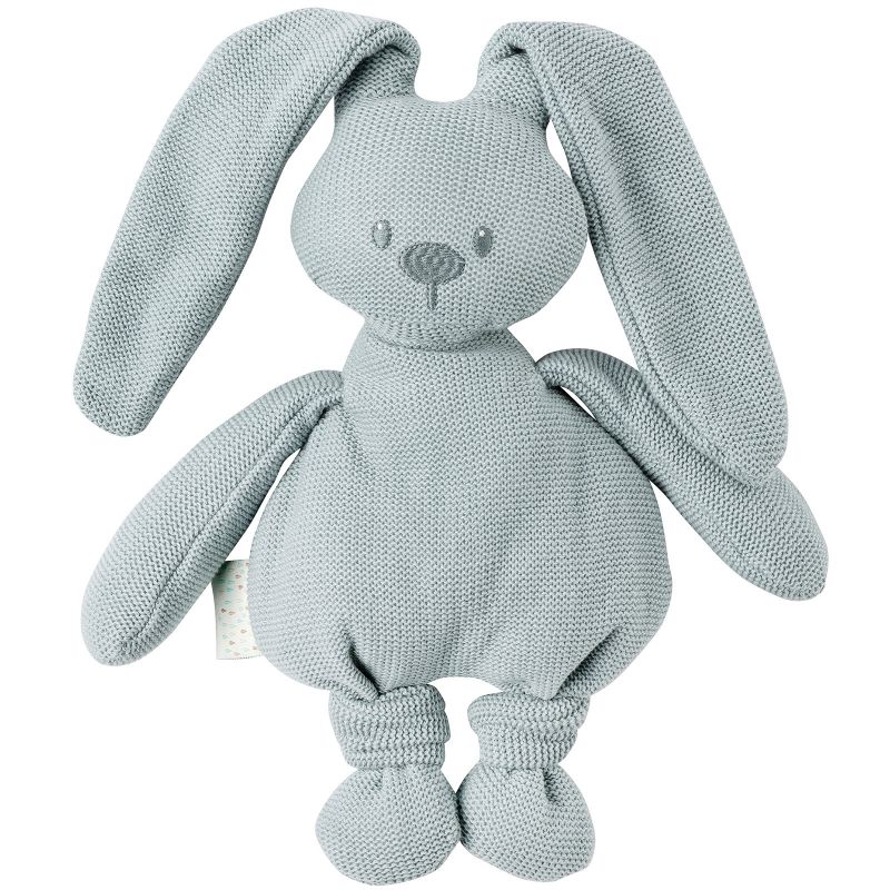 Peluche en tricot lapin vert-de-gris Lapidou (36 cm) Nattou