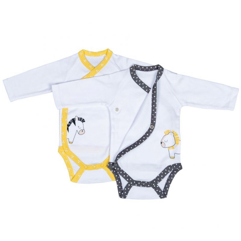 Lot de 2 bodies croisés manches longues Pluche et Pompon (1 mois) Sauthon