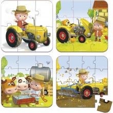 Set petits puzzles Le tracteur de Peter (4 puzzles)  par Janod 