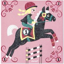 Kit de cartes à pailleter Le monde du cheval  par Janod 