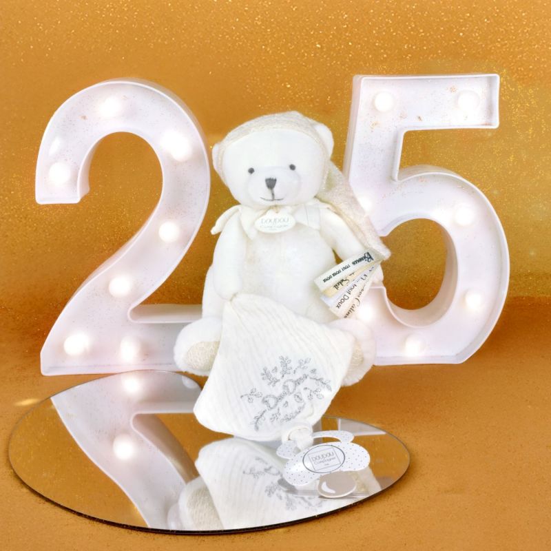 Peluche attache-sucette Ours Pantin Argent (20 cm) Doudou et Compagnie Ambiance 4