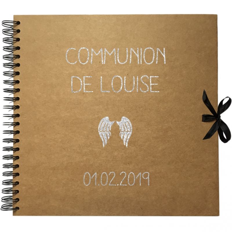 Album photo communion personnalisable kraft et argent (30 x 30 cm) Les Griottes