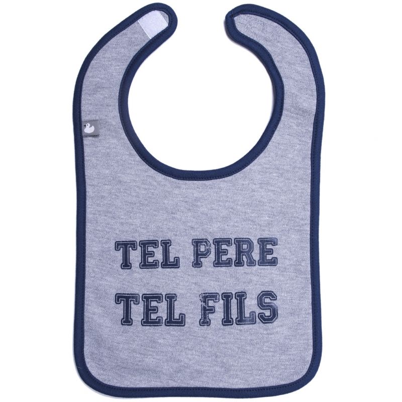 Bavoir à velcro Tel père tel fils gris chiné BB & Co
