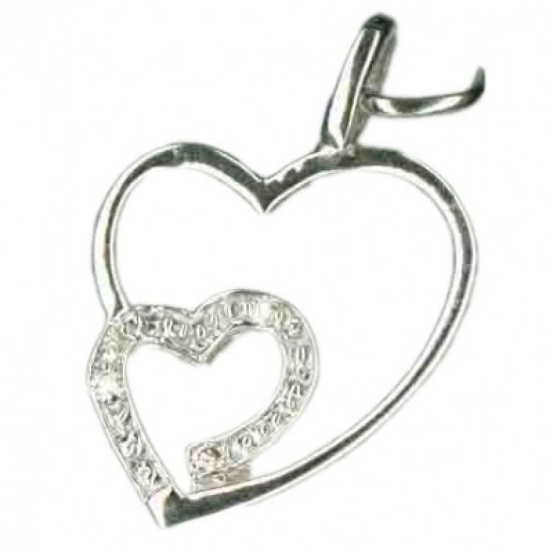 Pendentif Coeurs entremêlés et diamants (or blanc 750°) Berceau magique bijoux
