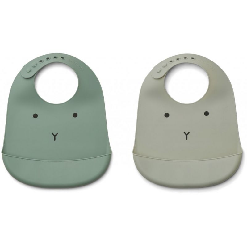 Lot de 2 bavoirs à poche Tilda lapin mint mix Liewood