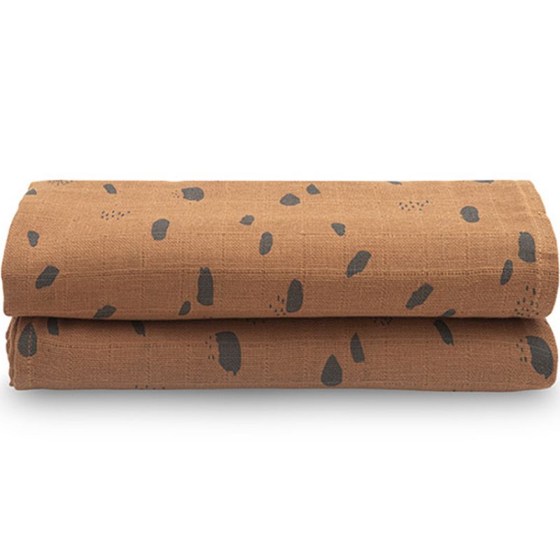 Lot de 2 maxi langes hydrophiles Spot caramel (115 x 115 cm) Jollein
