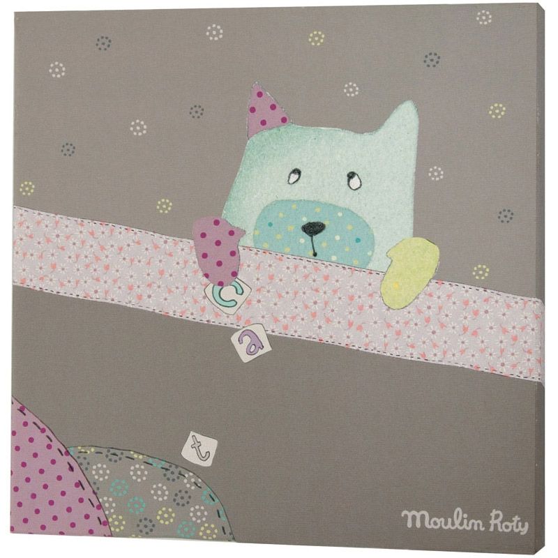 Cadre toile gris Les jolis pas beaux (30 x 30cm) Moulin Roty