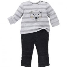 Ensemble tee-shirt manches longues et pantalon Free and Wild noir ours (6 mois : 68 cm)  par Sucre d'orge