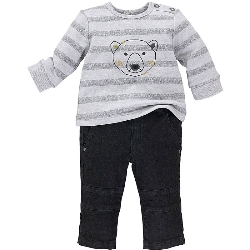 Ensemble tee-shirt manches longues et pantalon Free and Wild noir ours (6 mois : 68 cm) Sucre d'orge