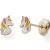 Variation Doré du produit Boucles d'oreilles tête de licorne colorée (or jaune 375°) de la marque Baby bijoux