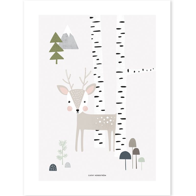 Affiche renne In the Woods (30 x 40 cm) Lilipinso